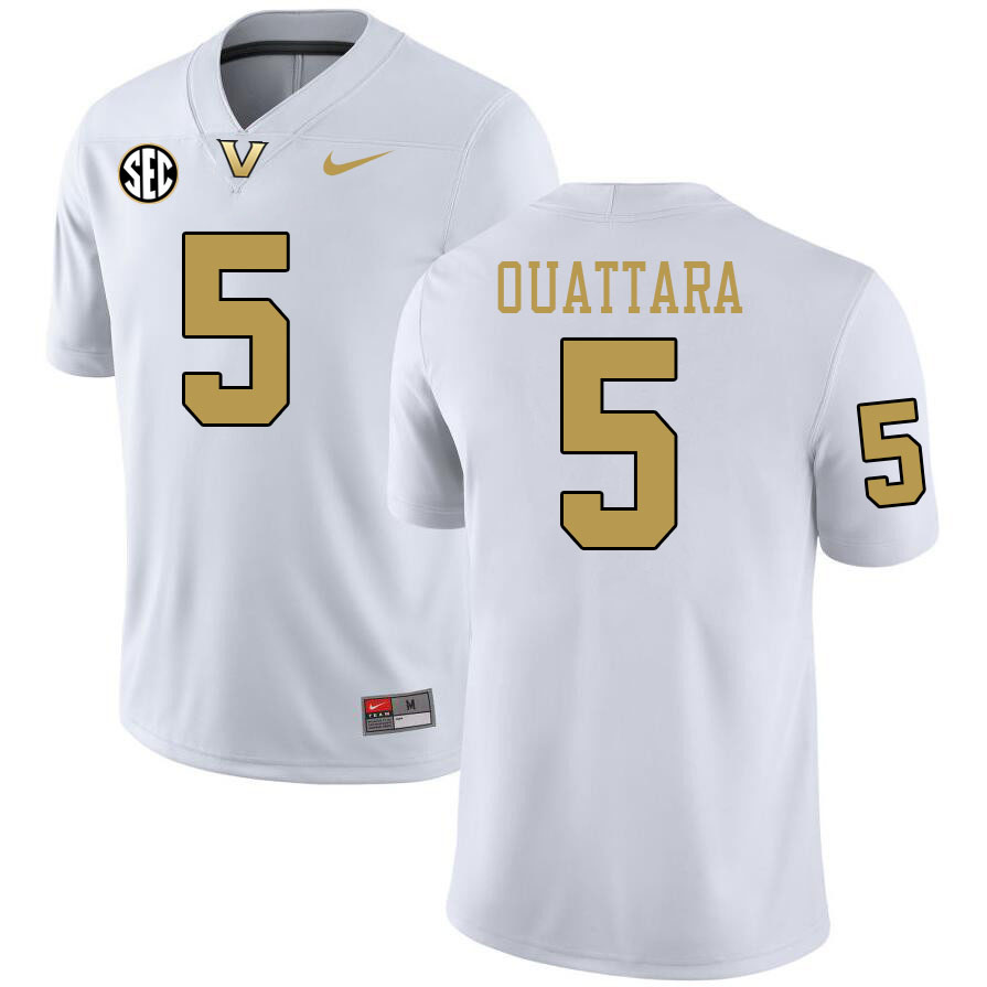 Vanderbilt Commodores #5 Yilanan Ouattara College Football Jerseys 2024 Uniforms Stitched-White